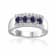 Oval Blue Sapphire and Round Moissanite Sterling Silver Wide Band Ring