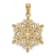 14K Yellow Gold with Rhodium over 14K Gold Diamond-cut Snowflake Pendant