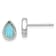 Rhodium Over Sterling Silver Polished Blue Created Opal Teardrop Stud Earrings