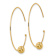 14k Yellow Gold 1 3/8" Wire Hoops Diamond-Cut Bead Earrings