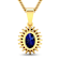 1.30ctw 14K Yellow Gold Blue Sapphire and White Diamond Pendant with 18
inch Cable Chain