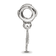 Rhodium Over Sterling Silver LogoArt Delta Zeta Turtle on Heart Bead