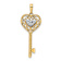 14K Two-tone Gold Diamond-Cut Filigree Heart Key Pendant