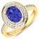 1.63ctw Violet Tanzanite and Diamond 14K Yellow Gold Halo Ring