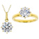 Solitaire CZ Pendant And Ring Set In 18K Gold Over Sterling Silver