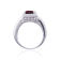 Garnet with White Topaz Accents Sterling Silver Halo with Split Shank Ring