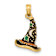 14k Yellow Gold Textured and Enameled 3D Witch's Hat (Halloween) Charm