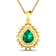 2.85ctw 14K Yellow Gold Zambian Emerald and White Diamond Pendant with
18 inch Cable Chain