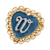 Gold Tone Filigree Heart Blue Enamel Initial Pin