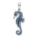 Rhodium Over Sterling Silver Polished 3D Enameled Blue Seahorse Pendant