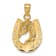 14K Yellow Gold Solid Polished Horse Head in Horseshoe Pendant