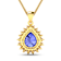 3.25ctw 14K Yellow Gold Tanzanite and White Diamond Pendant with 18 inch
Cable Chain