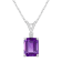 9x7mm Emerald Cut Amethyst with Diamond Accent 14k White Gold Pendant
With Chain