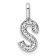 14K White Gold Diamond Letter S Initial Pendant