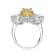 Yellow Cubic Zirconia, Rhodium Plated over Sterling Silver Halo Ring