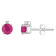 4mm Round Ruby with Diamond Accents 14k White Gold Stud Earrings