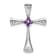 Rhodium Over 14k White Gold Amethyst and Diamond Cross Chain Slide Pendant