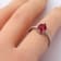 Red Lab Created Ruby with Moissanite Accents Sterling Silver Pear Shape
Teardrop Solitaire Ring