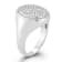 Rachel Zoe Pave CZ Oval Signet Ring in Rhodium Over Sterling Silver