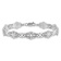 Rhodium Over 14k White Gold Textured Fancy Floral Link Bracelet