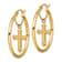 14k Yellow Gold 1 1/4" Diamond-Cut Cross Dangle Hoop Earrings