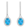 7x5mm Oval Blue Topaz 1/3 ctw Diamond Rhodium Over Sterling Silver Halo
Dangle Earrings