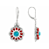 Turquoise And Coral Dangle Sterling Silver Earrings 7mm