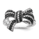 Rhodium Over Sterling Silver Black and White Diamond Bow Ring