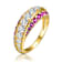 Ruby Color CZ Cocktail Ring In 14K Gold Over Sterling Silver