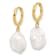14K Yellow Gold 11-12mm Keshi White Freshwater Cultured Pearl Dangle
Hoop Earrings