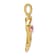 14k Yellow Gold Lab Created Pink Sapphire and Diamond Heart Pendant