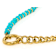 Turquoise Bead And Curb Link Layered Bracelet In Gold-Tone