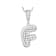 CZ Initial F Bubble Letter Pendant Necklace In Sterling Silver 1.52ctw