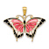 14k Yellow Gold Multi-Colored Enameled Butterfly Pendant