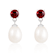 7.5-8mm White Cultured Freshwater Pearl and Garnet Rhodium Over Sterling
Silver Earrings