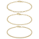 Box, Bead and Rolo Chain Bracelet Set Of 3 In 18K Gold Over Bronze