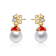 Festive Snowflake And Santa Hat Shell Pearl And CZ Drop Earrings In 14K
Gold Over Brass