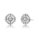 CZ Halo Square Stud Earrings In White Rhodium Over Brass
