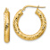 14k Yellow Gold Polished and Diamond-Cut 15/16" Round Hoop Earrings