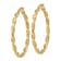 14k Yellow Gold Polished and Textured Twisted 1 3/4" Hoop Earrings