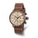 Charles Hubert Men's Brown IP-plated Leather Band 46mm Dual Time Watch