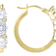3-Stone CZ Hoop Earrings In 18K Gold Over Sterling Silver
