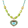 Barse Jewelry Legacy Lime Green and Blue Composite Turquoise Gold Tone
Heart Necklace