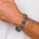 Brown Leather and Stainless Steel Polished Cable 8.5-inch Bracelet
