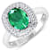 1.81ctw Green Emerald and Diamond 14K White Gold Halo Ring