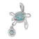 Rhodium Over Sterling Silver Polished Larimar Turtle Chain Slide Pendant