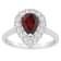 8x5mm Pear Shape Garnet And White Topaz Accents Rhodium Over Sterling
Silver Halo Ring
