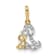 14K Two-tone Gold With White Rhodium Cubic Zirconia Dog and Puppy Pendant