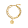 Paperclip And Curb Multi-Row Coin Charm Bracelet In Gold-Tone