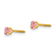 14k Yellow Gold Children's 3mm Pink Tourmaline Simulant Stud Earrings